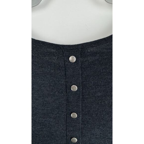 Cynthia Rowley Womens Sweater Dress Merino Wool Open Knit Sleeves Size M Grey - Picture 8 of 11